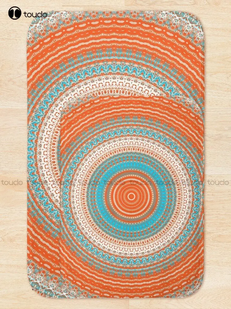 Coral Turquoise Mandala Design Bath Mat Bathroom Rugs Mat For Tub