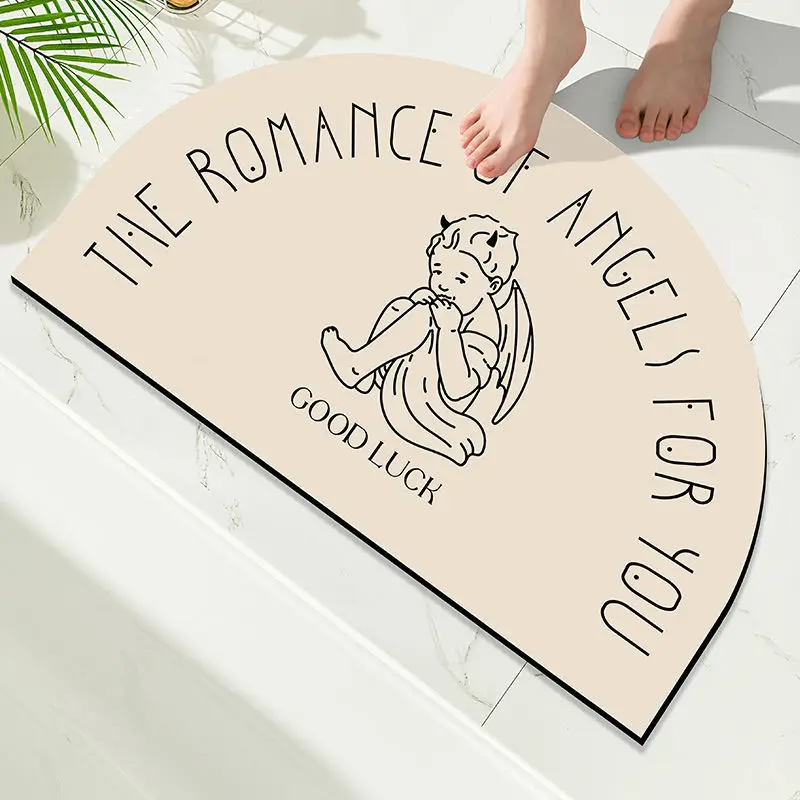 Angel Bathroom Diatom Mud Floor Mats Entrance Door Absorbent Non-slip Foot Mats Bathroom Carpet