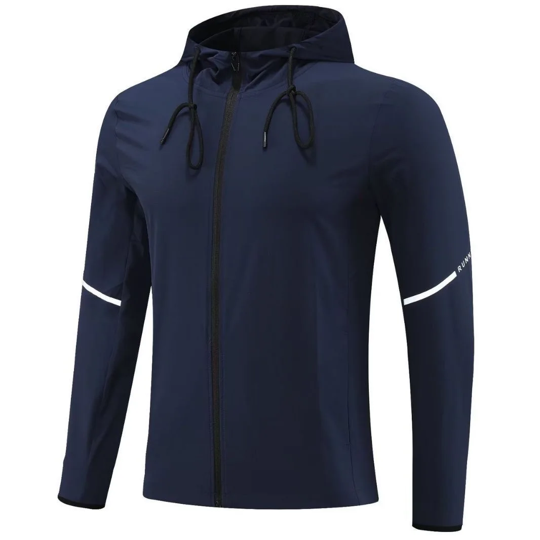 Men Ice silk Quick Dry Hiking basketball running Jackets hood Waterproof fitness Gym Outdoor Sports Coats Windbreaker Hooded