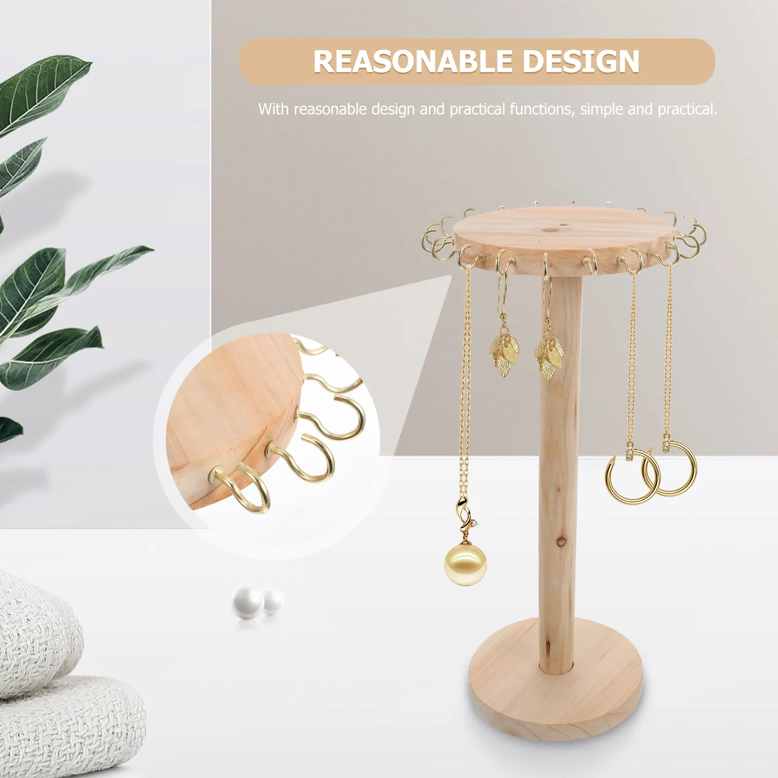 

Деревянная подставка для украшений: для серег, ожерелий, браслетов. Устойчивый материал, плоские края, защита от царапин, для хранения.