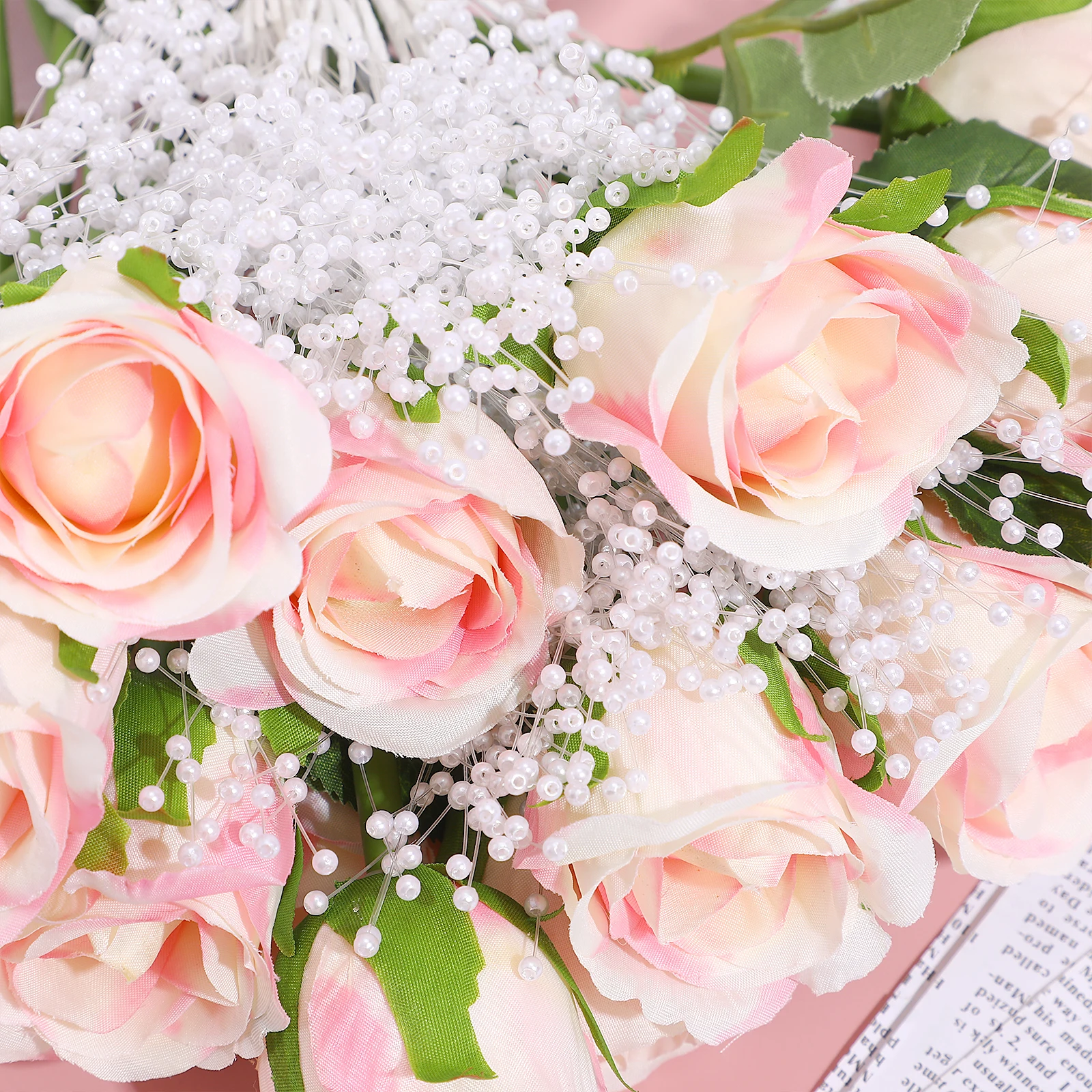 

100Pcs Wedding Pearl Sticks ABS Plastic White 4Mm Diameter 22Cm Length Bouquet Centerpiece Decoration Supplies