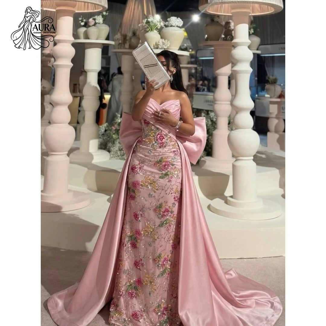 Aura Round Neck Long Sleeves Dresses Elegant Chic Woman Dress for Party Dresses Luxury 2026 Customized Fishtail Skirt Ball Gowns