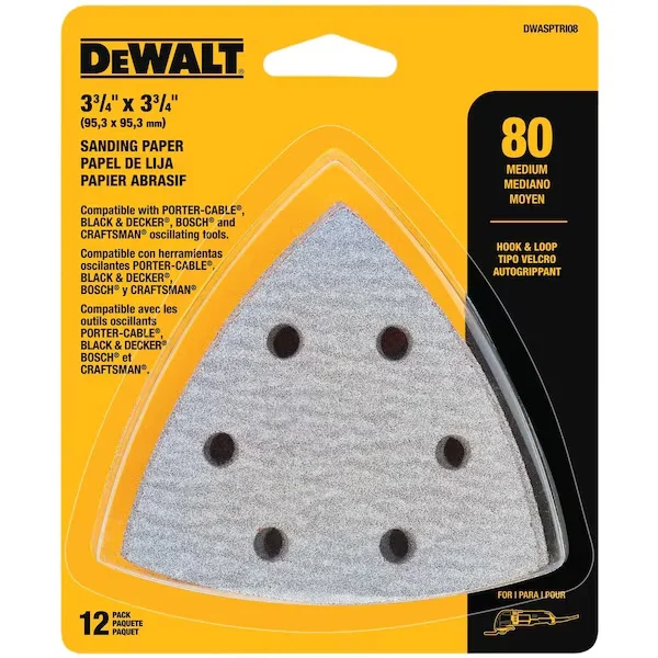 Hook & Loop Triangle 80 Grit Sandpaper - 12 PK