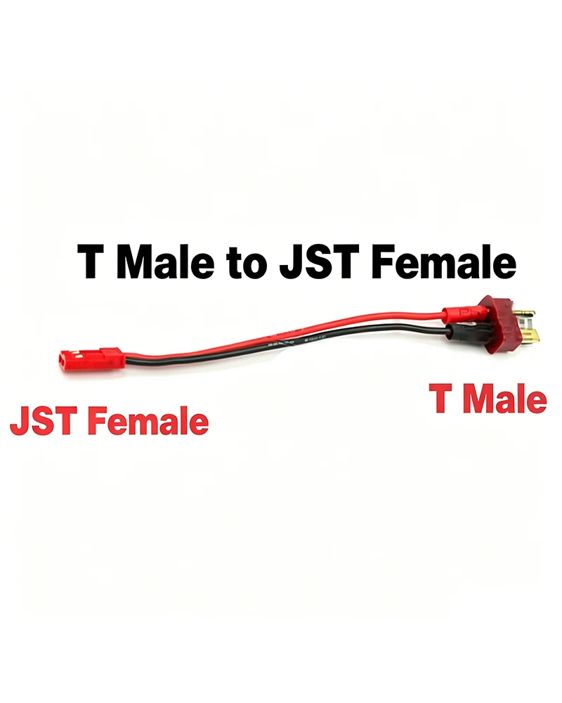 RC Model Battery Adapter Wire, T-Plug Male to JST Male / T-Plug Female to JST Female, 10cm 22AWG