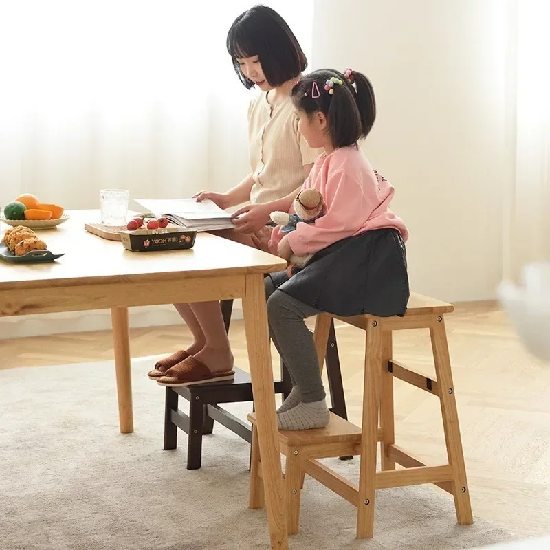 Solid Wood Step Stool Home Living Room Shoe Changing Stool Creative Multi-functional Stair Stool High Bench Simplefoldable Stool