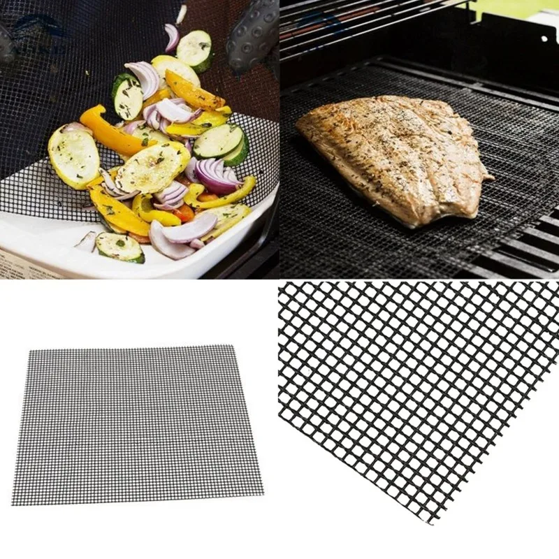 Grill Mesh Mat Set of 5, Reusable BBQ Non-stick Teflon Barbecue Grilling Net for Outdoor Smoker, Pellet, Gas, Charcoal Grills