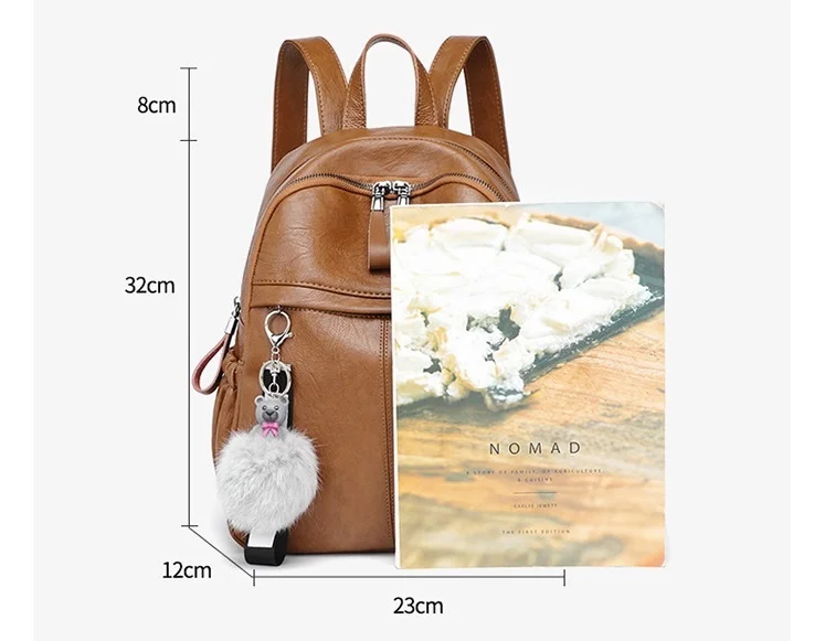 High Quality Leather Women Backpack Fashion School Bags For Teenager Girls Vintage Female Travel Single Shoulder Backpacks C1306