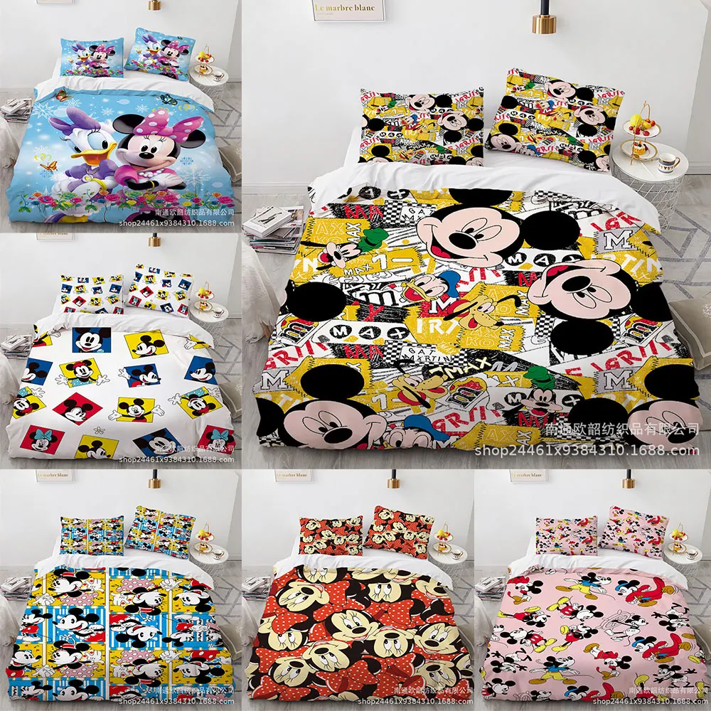 

Mickey Minnie Mouse Bedding Sets Quilt Cover Bed Cover Duvet Cover Pillow Case 2-3 Pieces Sets Kids Adult Size Home Decor