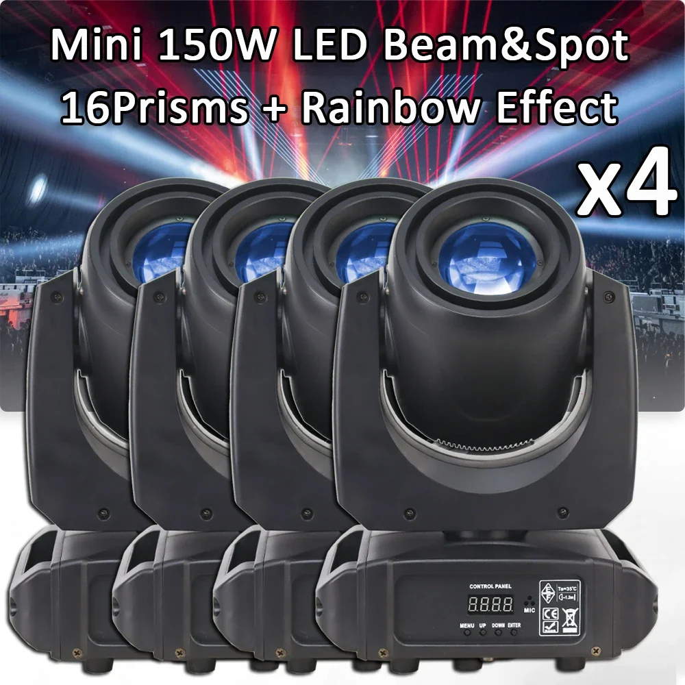 4Pcs/Lot Stage Moving Head Lights Mini 150W LED Beam Spotlight  For Disco Club DJ Concert Party Wedding KTV Event Show
