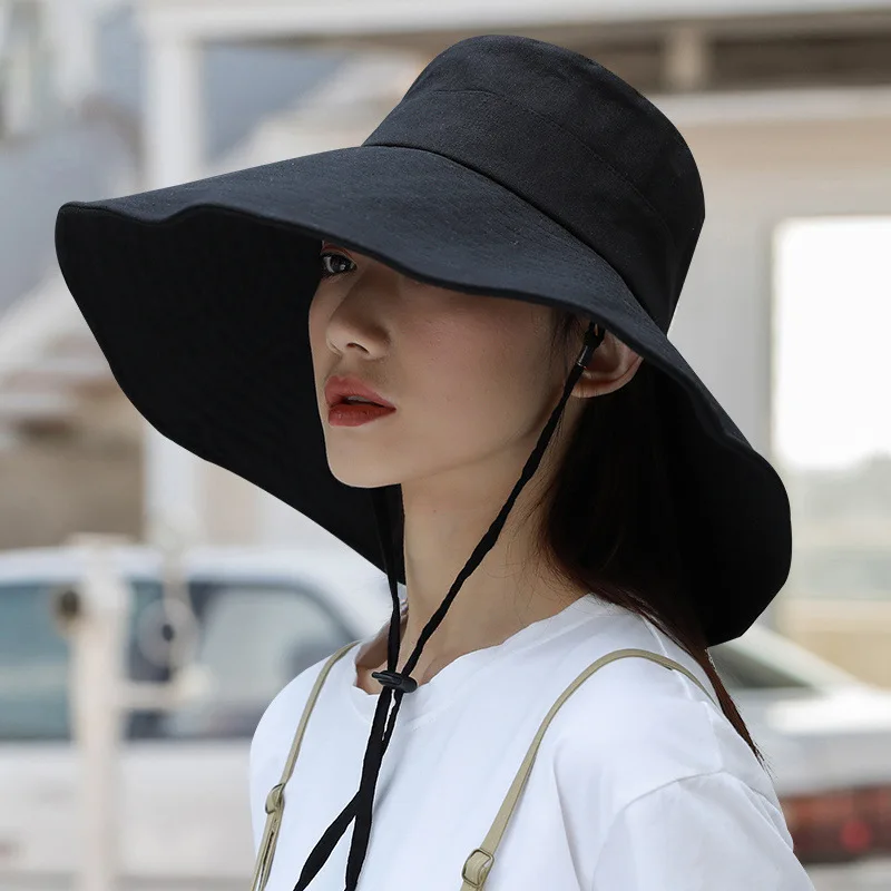 

Japanese Sunshade Women Spring and Summer Sunscreen Free To Fold Big Brim Sun Hats Fisherman Hat Cover Face Oversized Cap