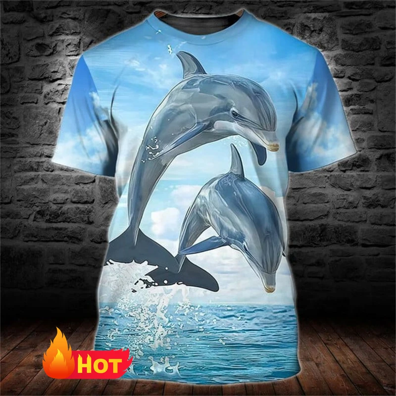 Trendy 3d Print Dolphin Animal Graphic T-shirt For Men And Women Summer Fashion Casual T Shirt Personality Round Neck Tees Tops