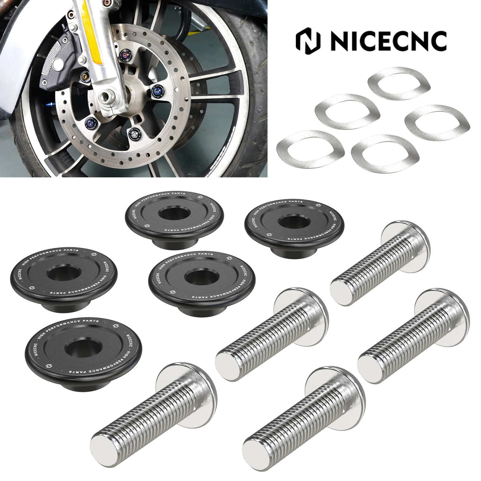 

For 2009-2022 Harley Touring Front Brake Disc Rotor Bolts Washers Kit for Road King FLHR FLHRXS FLHX FLTR FLTRX FLHT CVO FLHXSE