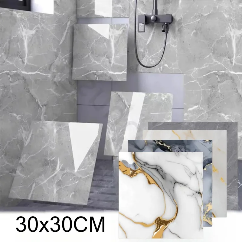 10-40PCS Marble Style Floor Stickers Thickened Self-adhesive Flooring Wear-resistant PVC Flooring Stickers Household Floor Mats