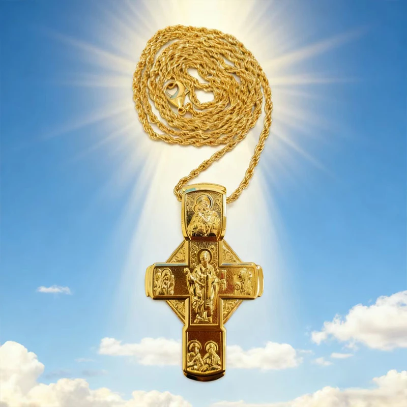 Neues 2026 Orthodoxes Jesus-Kreuz-Anhänger, Kirchenpastor-Brustanhänger, religiöse Ritualutensilien, Gebets-Legierungs-Kreuz-Halskette – Detail 2