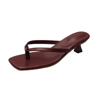 Summer Women Clip Toe Slippers Comfort Low Heel Slides Shoes Ladies Casual Dress Street Style Sandalis 6