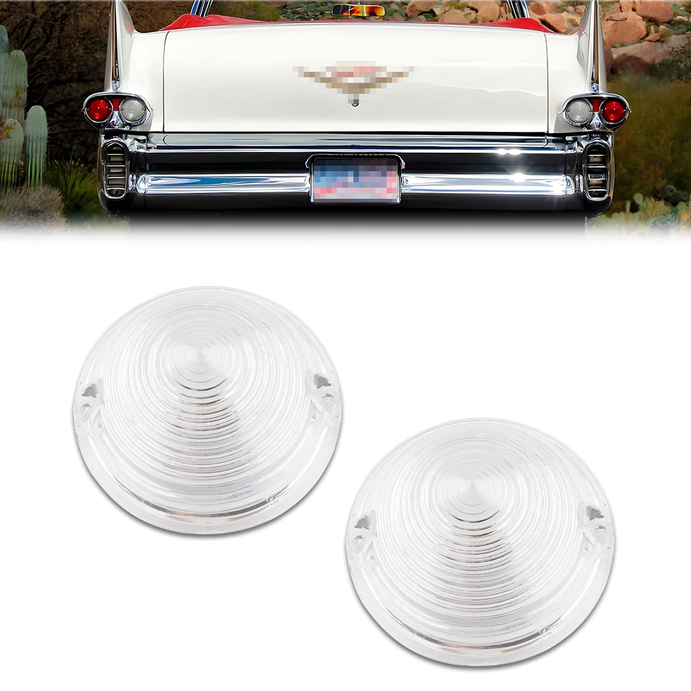 

2X Rear Bumper DRL Brake Light Tail Light Reverse Light Backup Light Cover For 1958 Cadillac Commercial Chassis/DeVille No Bulb