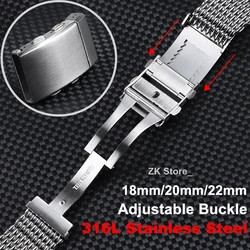 316L Solid Stainless Steel Watch Clasp 18/20/22mm Luxury Adjustable Folding Buckle Premium Metal Clasp Watch Repair Accessories