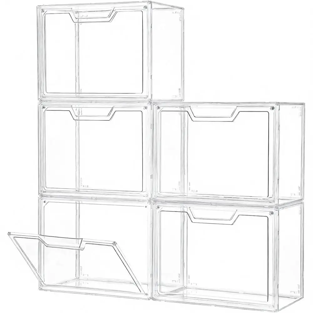 

5-Pack Clear Acrylic Storage Bins with Lids for Handbags, Collectibles, and Figures
