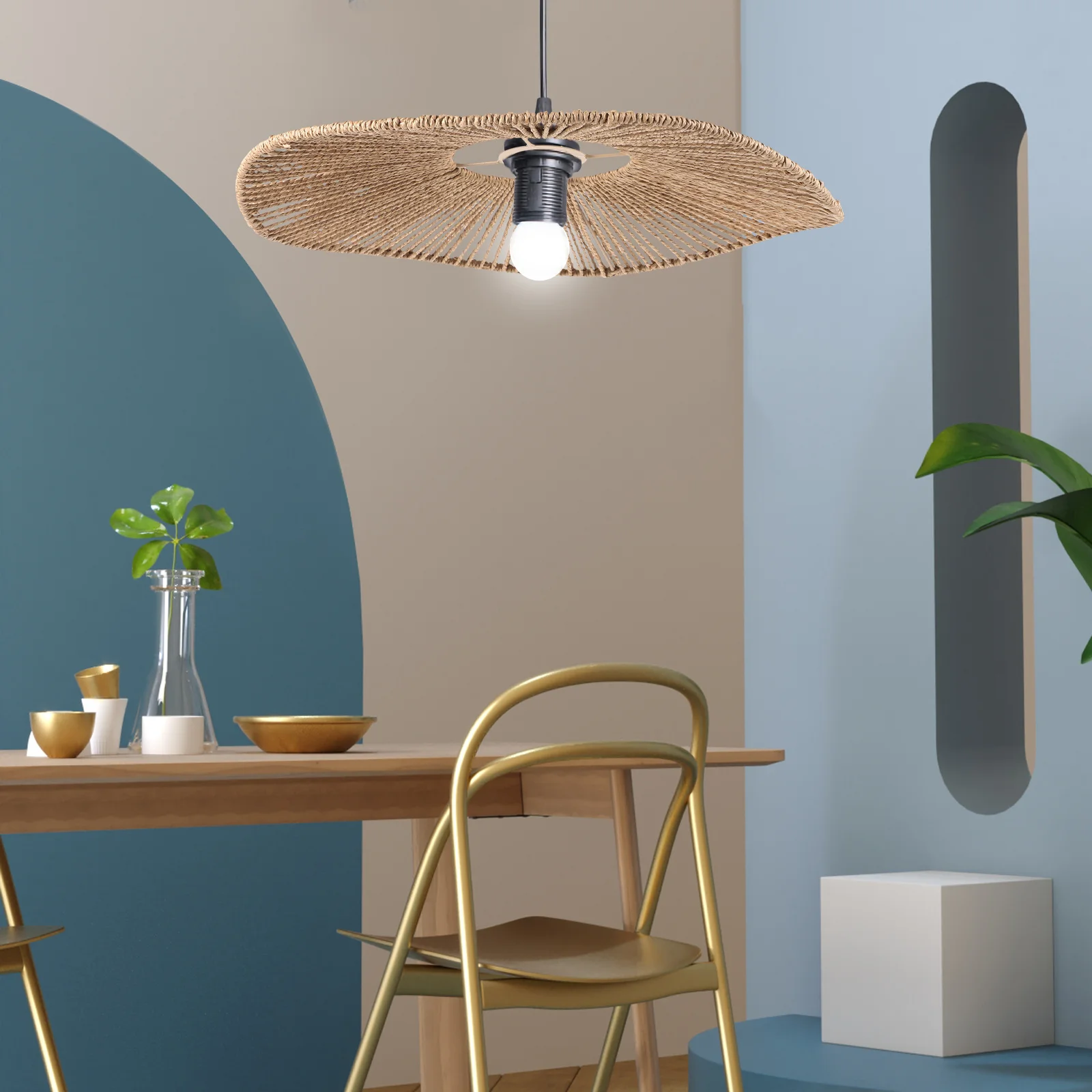 

Vintage Retro Lampshade Hanging Ceiling Light Cover Woven Paper Rope Light Shade Home Decor Lamp Protector Home Lamp Covers