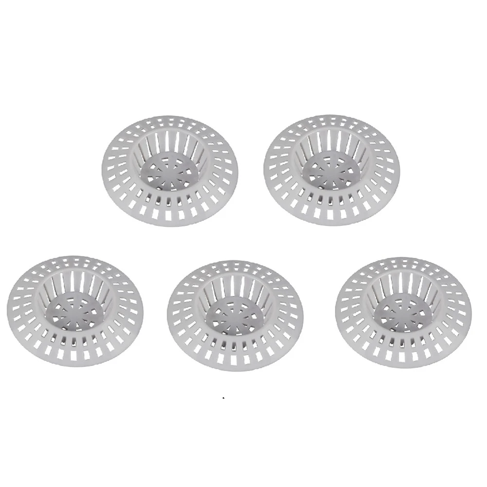 5Pcs Hair Filter Spacer Washbasin Anti Blocking White Plastic Grid Drain Hole Filter White