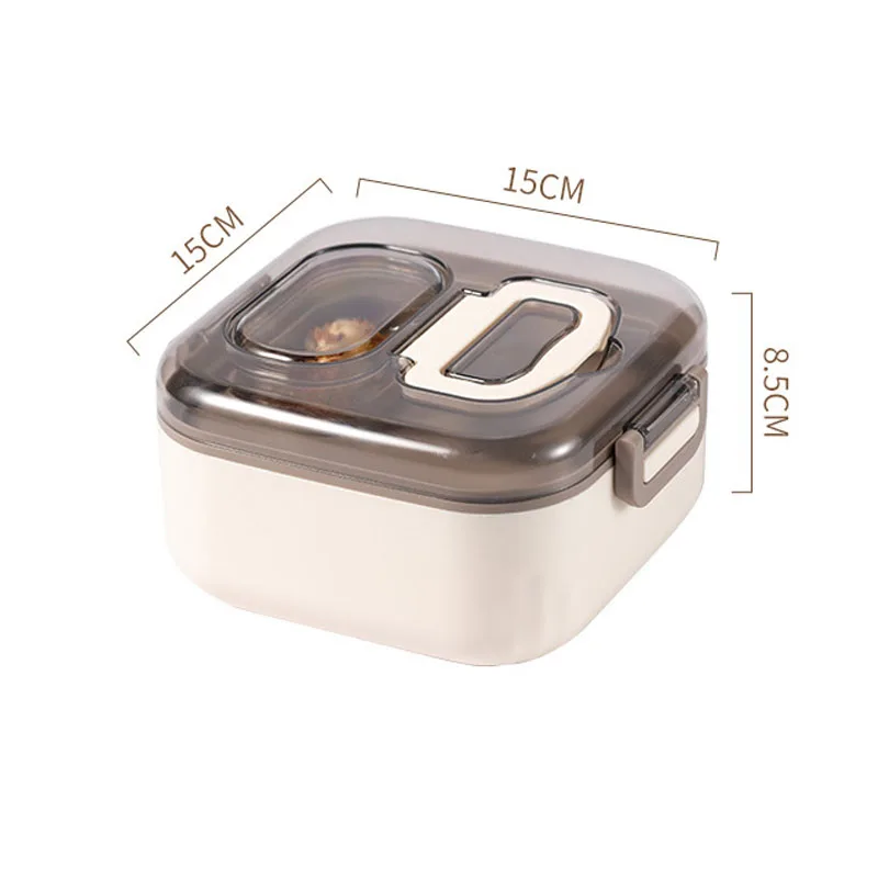 850ML Square Lunch Box For Adults and Student ,3 Grids Leakproof Microwaveable Seal Bento Box With Spoon And Dipping Sauce Box