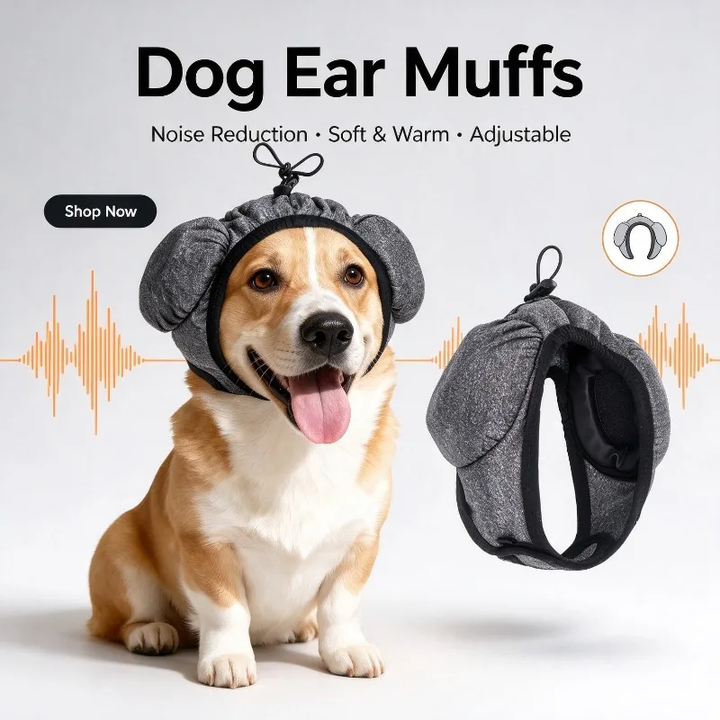 Dog Noise Reduction Ear Muffs Anti-Stress Calming Headband Pet Earmuffs for Swimming Bathing Grooming Thunder