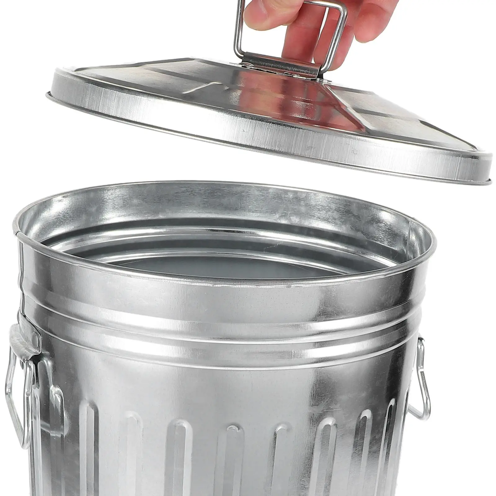 

8L Metal Trash Can Outdoor Bin Sensor ​outdoor Waste Iron Basket for Bathroom Office Garbage Silver 29.50X22.50X22.50cm ﻿