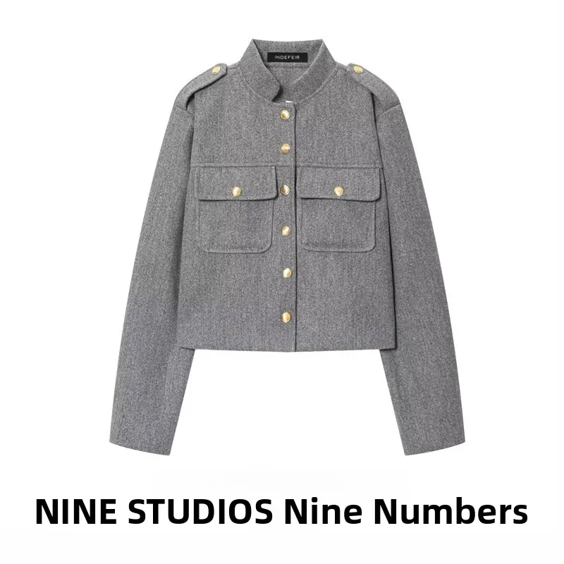 

NINE ZAR Women's Soft ort Jaet Pure Color ket Decor Street Sle Loose Fit Long Sve Button Closure Autumn Outerwear