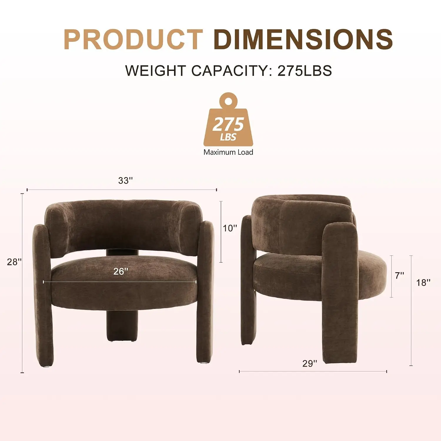Mid Century Barrel Armchair Curved Backrest Upholstered Sherpa Side Chair 3 Legs Bedroom Living Room Office, Customized