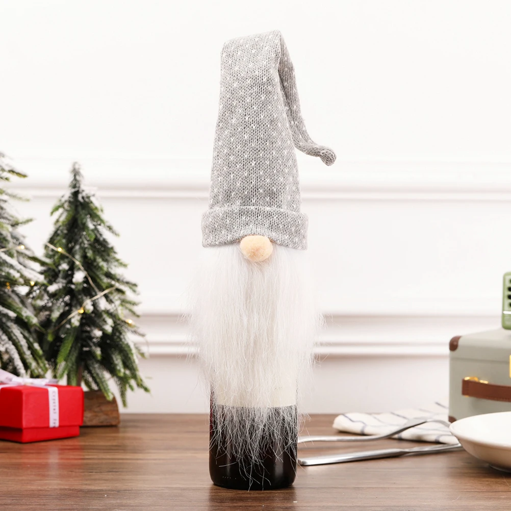 

Christmas Wine Bottle Cover Santa Claus White Beard Machine Washable Material for Wine Bottle Decor Holiday Party Table