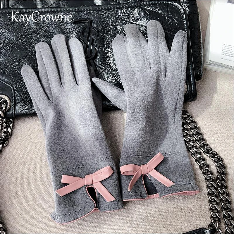 KayCrowne Grace Fashion Lady Glove Mittens Women Winter Vintage Touch Screen Driving Keep Warm Windproof Gloves Dropshiping G209