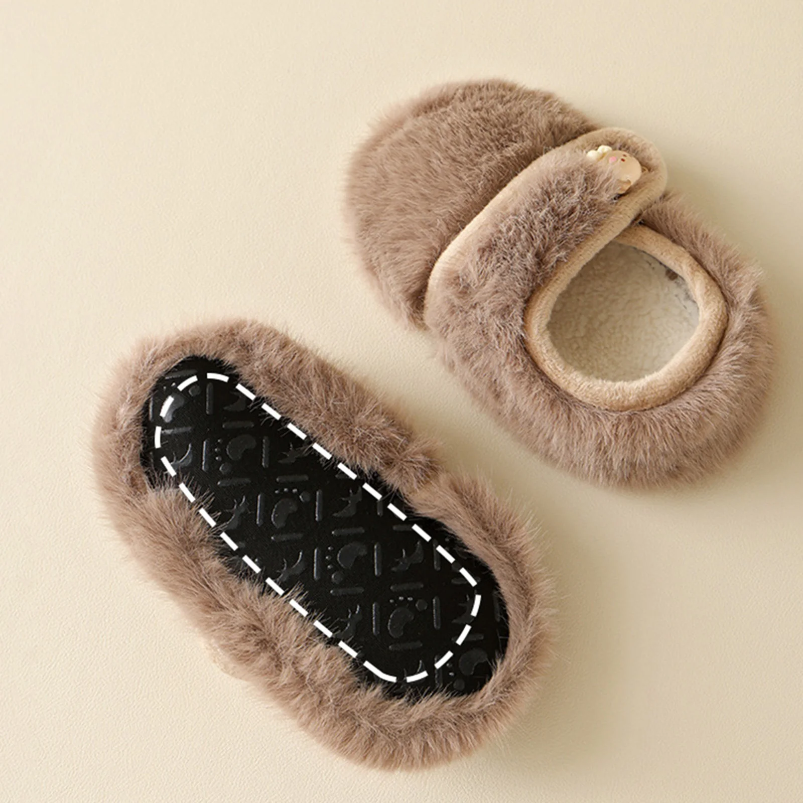 Infant Baby Boy Girl First Walking Shoes Furry Non-slip Soft Sole Warm Shoes for Winter Fall