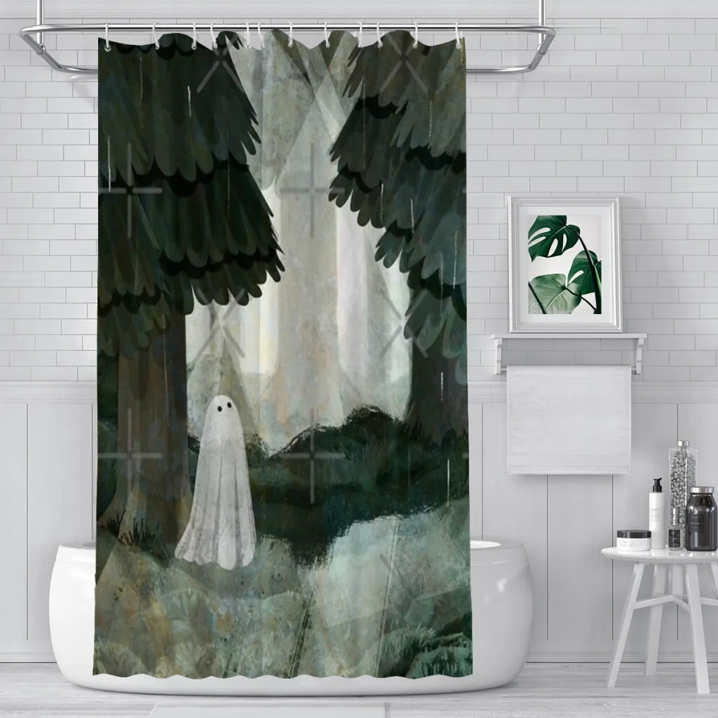 

Modern 3D Printing Pine Forest Clearing Shower Curtain Landscape Bath Curtain With Hooks for Bathroom waterproof scenery