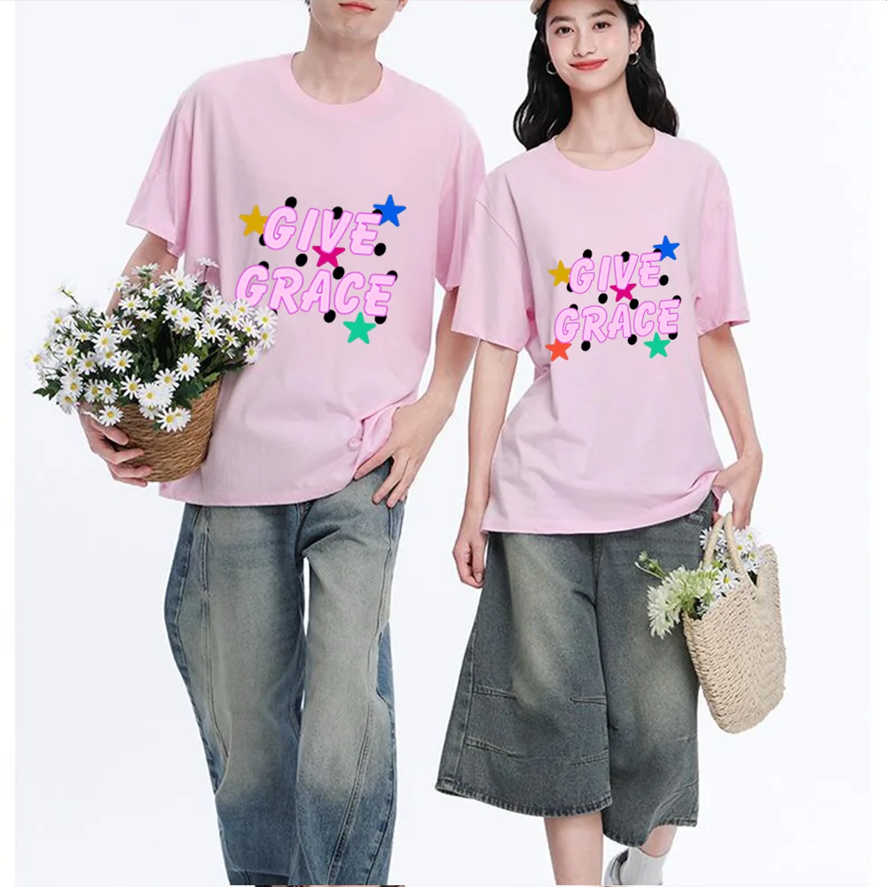 Give Grace Printed T Shirt Cotton S-XXL Personalized Custom Casual Short Sleeve Tee Unisex Fit Breathable Fabric Aesthetic Graph