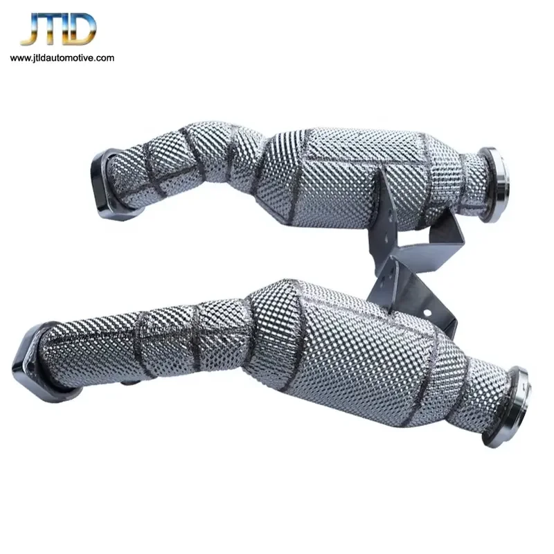 High Performance Exhaust Heat Shield Downpipes for C43 C450 AMG W205 with 200 Cell High Flow Down Pipe