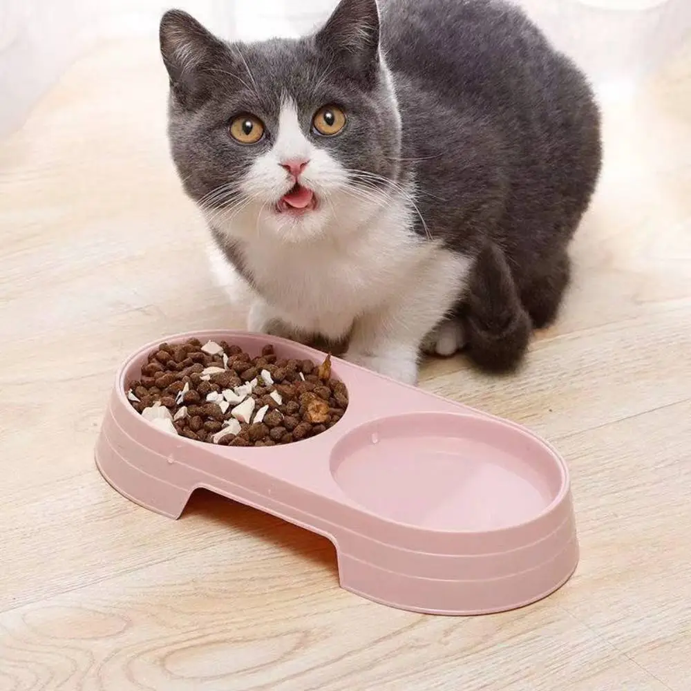 

Practical 1PC Durable Candy Color Plastic Pet Accessories Cat Drinking Bowl Cat Double Bowl Dog Food Tray Cat Feeding Bowl