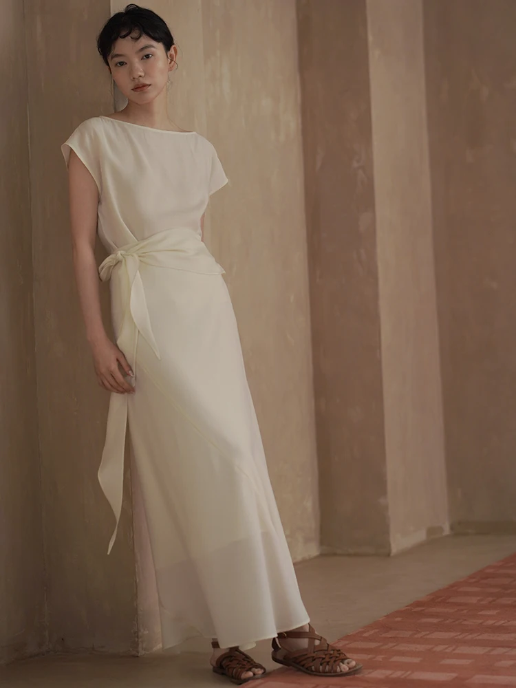 Hacikis Fairy Tale Inspired Asymmetrical Belted One-Shoulder Dress Elegantly Simple Summer Collection for Young Women