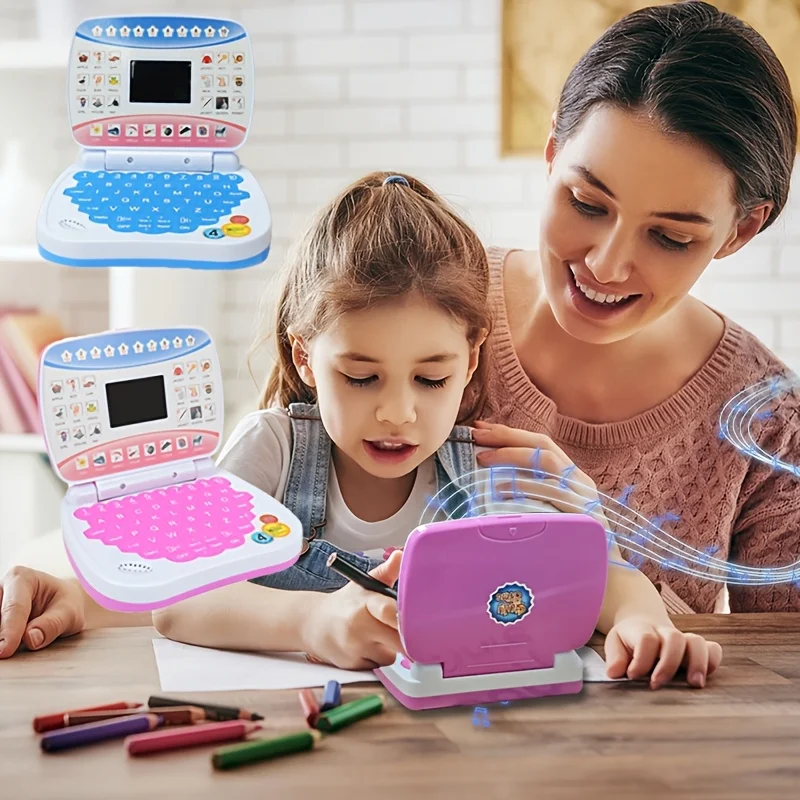 Mini giocattolo per computer didattico, modello portatile, macchina per l'apprendimento educativo, funzioni multiple di lettere, numeri, musica