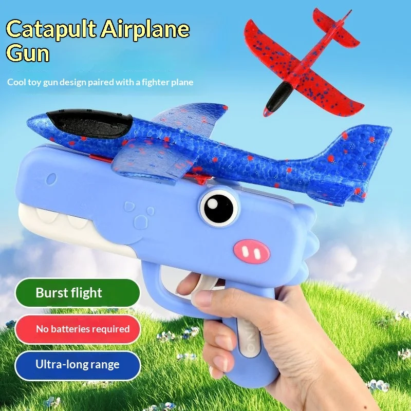 

Children's Ejection Aircraft Gun Toy Hand Throwing Foam Aircraft Glider Parent-Child Interactive Toy Gun Kids Outdoor Game