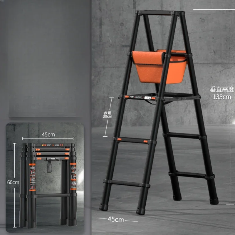 Engineering Telescopic Ladder Thick Aluminum Alloy Step Stools Multifunctional Folding Ladder Double-sided Walking Step Ladders