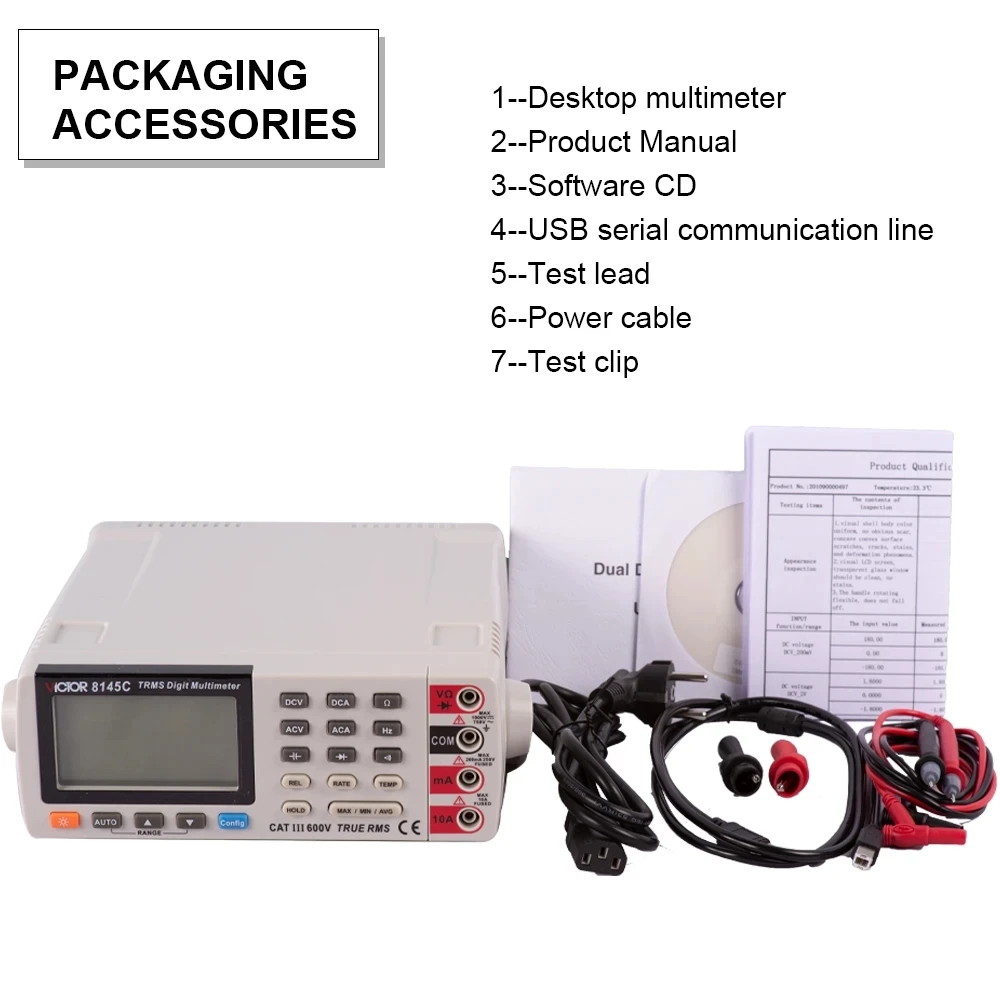 RuoShui 8145C Digital Multimeter 22000 Counts Bench Top True RMS 1000V 10A Desktop Multimetro Tester Volt Amp Ohm Capacitance Hz