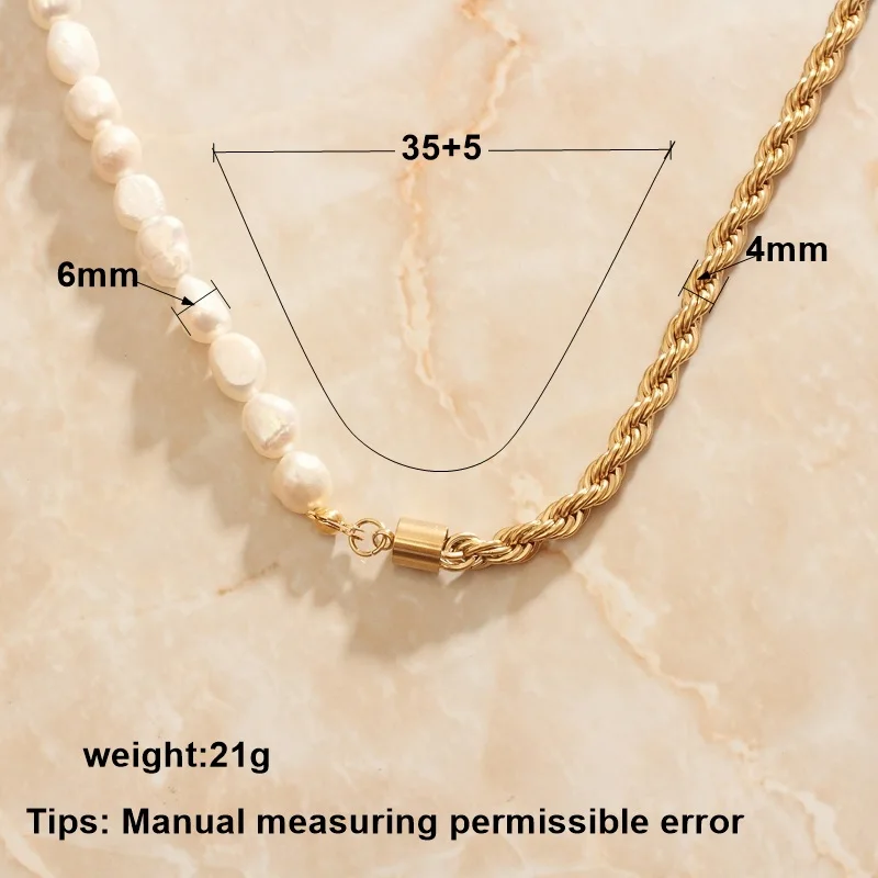 SOMMAR summer style Gold color Lady Necklace on the neck Half pearls, half twist chain tattoo choker Jewelry for women