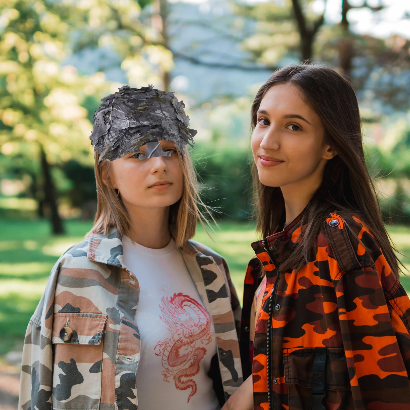 في الهواء الطلق ورقة الغابة التمويه قبعة بيسبول قابل للتعديل حزام الأشعة فوق البنفسجية حماية المحمولة للصيد الصيد السفر #1