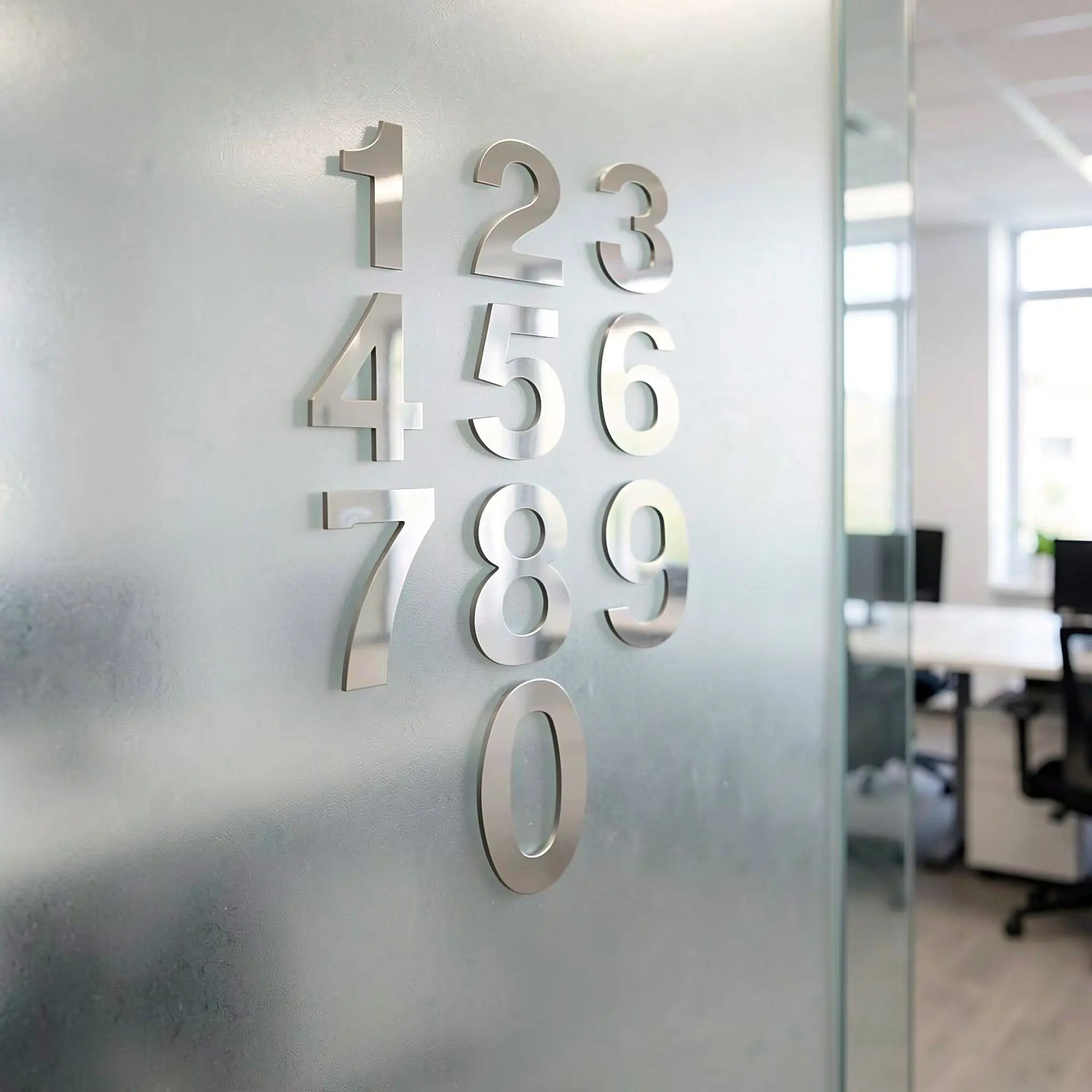 10Pcs Stainless Steel Address Number Signs 0-9 Self Adhesive Apartment Door Numbering Decals House Address Number Stickers