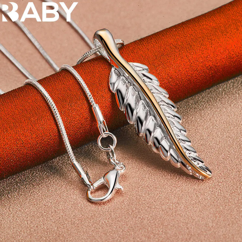URBABY 40-75cm 925 Sterling Silver Leaf Pendant Necklace For Women Charm Trend Birthday Gifts Fashion Party
