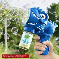 6-hole Dinosaur Bubble Machine Automatic Soap Blower Electric Bubble Gun with Light Fully Automatic Bubble Gun Outdoor Game Toy