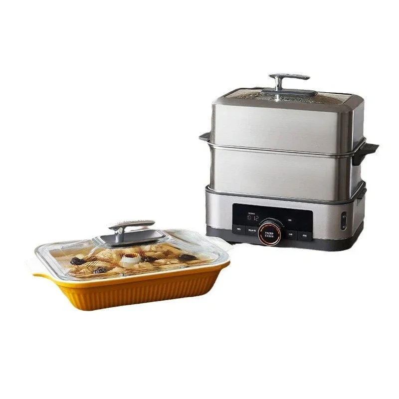 Electric steamer, steaming and stewing integrated multi-function, household multi-layer stainless steel steamer