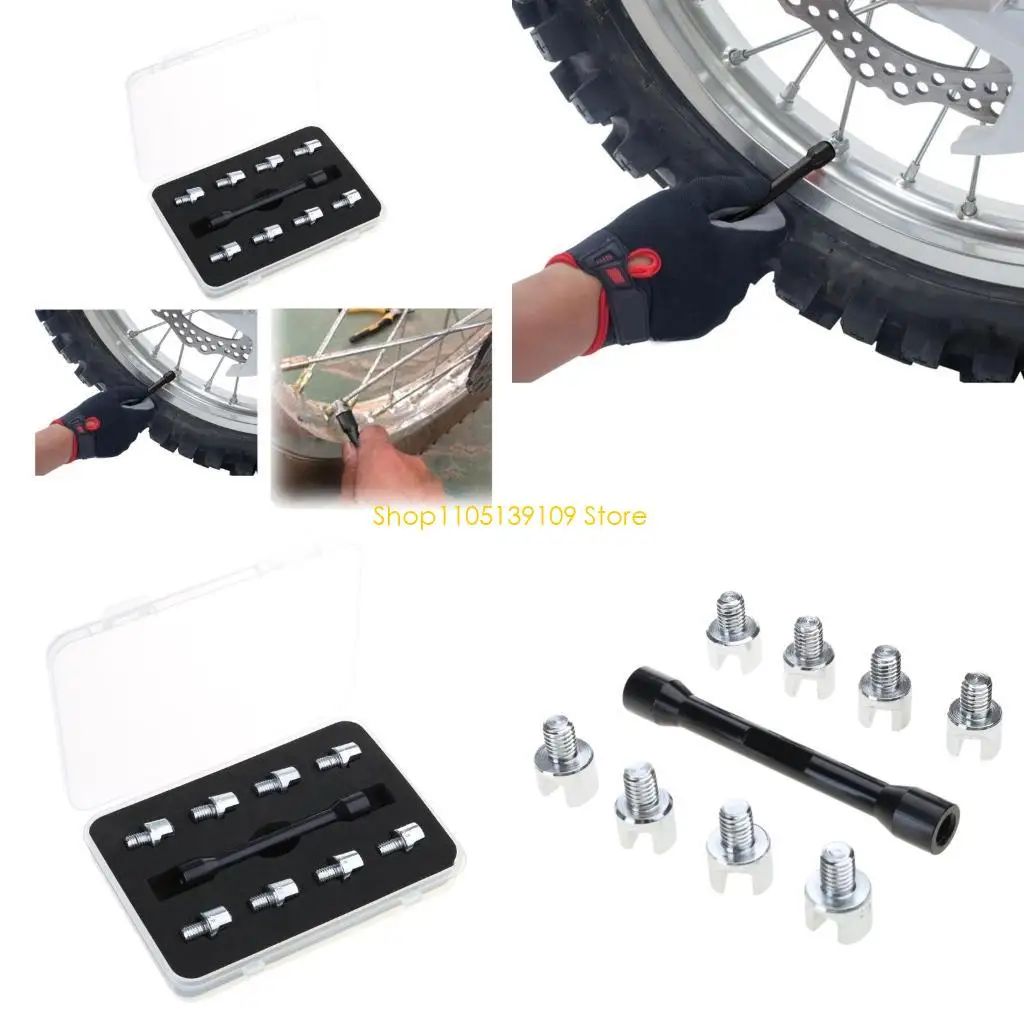 

P5ED Ergonomic Adjusting Motorcycle Spoke Tension Wrench Set with 10 Hardened Racks Suitable For Dirt Bike Handle Repair Tool