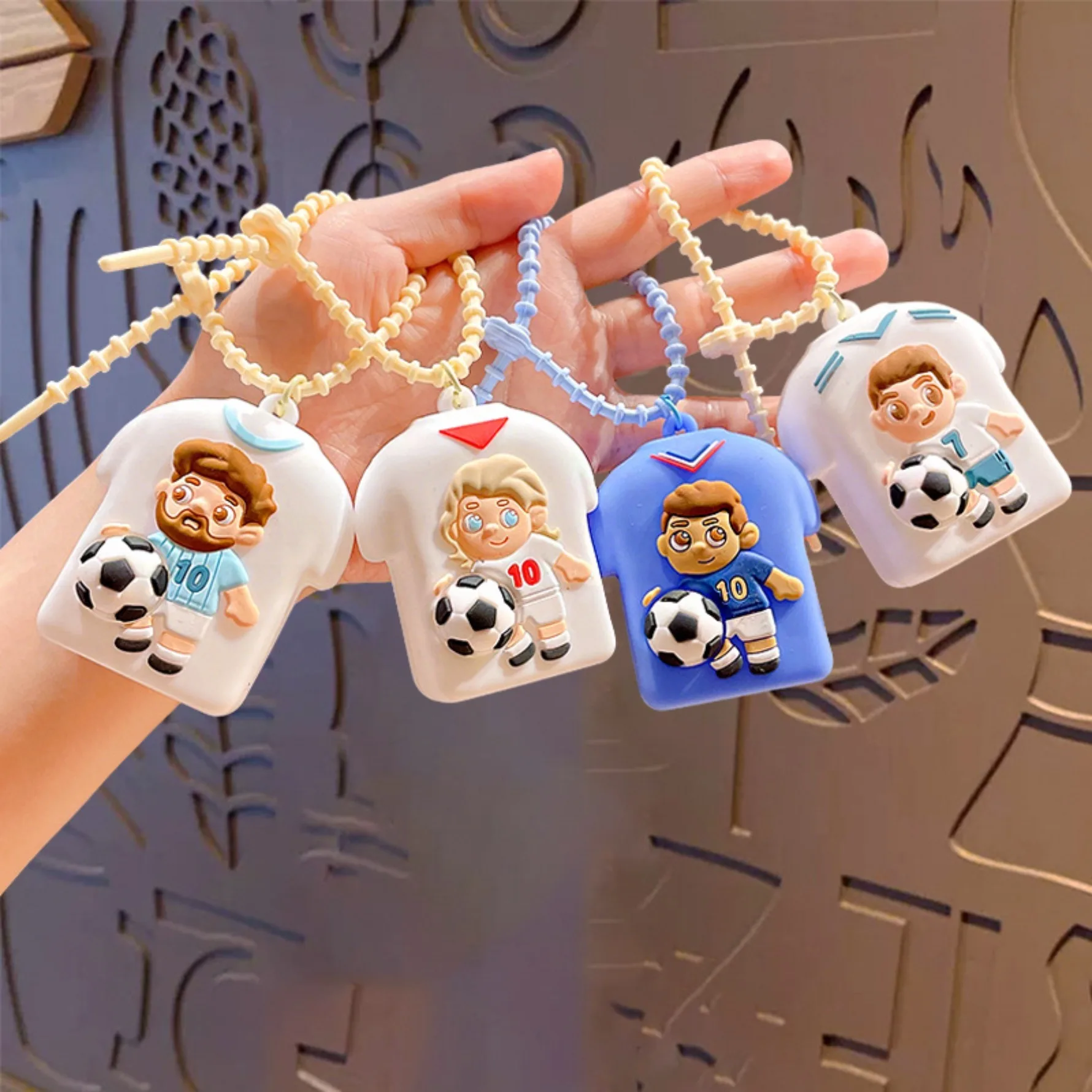 Soccer Jersey Squishy Keychain Slow Rising Stress Relief Toy Car Bag Couple Pendant Cute Doll - Detail 1