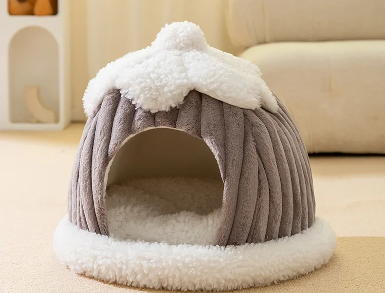 

Popular Cat Bed in All Seasons Arctic Snow House Cat Bed Warm Thick Pumpkin Bed Fully Enclosed Windproof Pet House Cat Bed